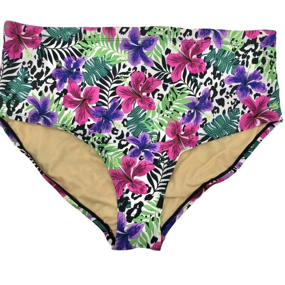Swimsuits For All Womens Floral High Waist Bikini Bottom Size 22 Nylon/Spandex - Picture 1 of 8